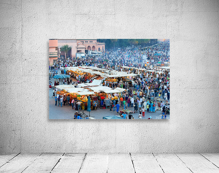 Sunset at Djema el Fna square in Marrakesh with lively crowds Wall Preview