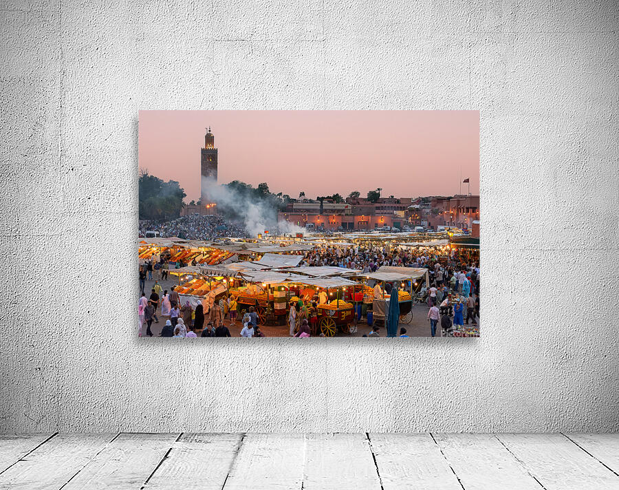 Sunset at Djema el Fna square in Marrakesh Morocco Wall Preview