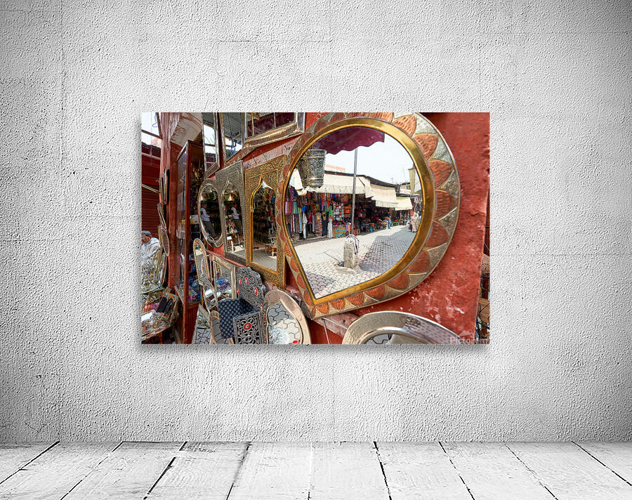 Life in the souk of Marrakesh showing local shops and items Wall Preview