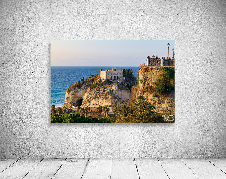 Tourists view Santa Maria dellIsola Monastery in Tropea Calabri Wall Preview