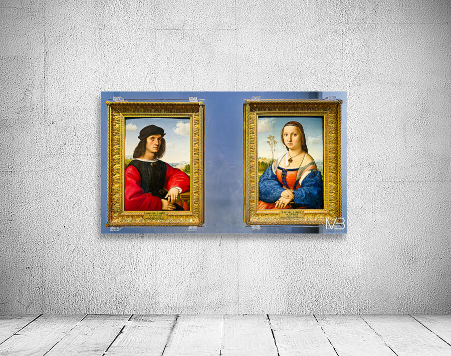 Portraits of angelo doni and maddalena doni in uffizi gallery Wall Preview