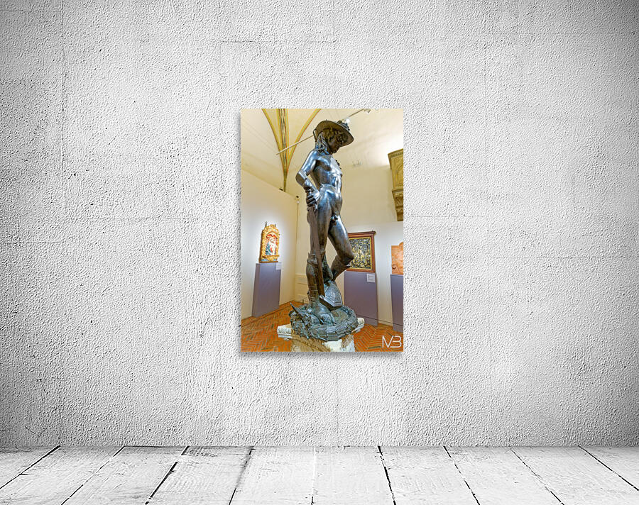 Bronze David stands in Museo Nazionale del Bargello in Florence Wall Preview