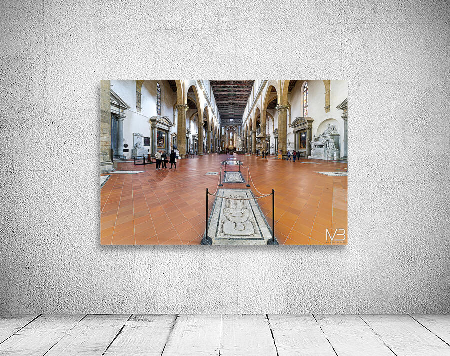 Visitors explore Basilica di Santa Croce in Florence Tuscany I Wall Preview