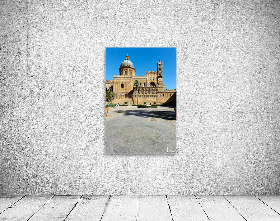 Palermo Cathedral in Sicily with clear blue sky and visitors Wall Preview