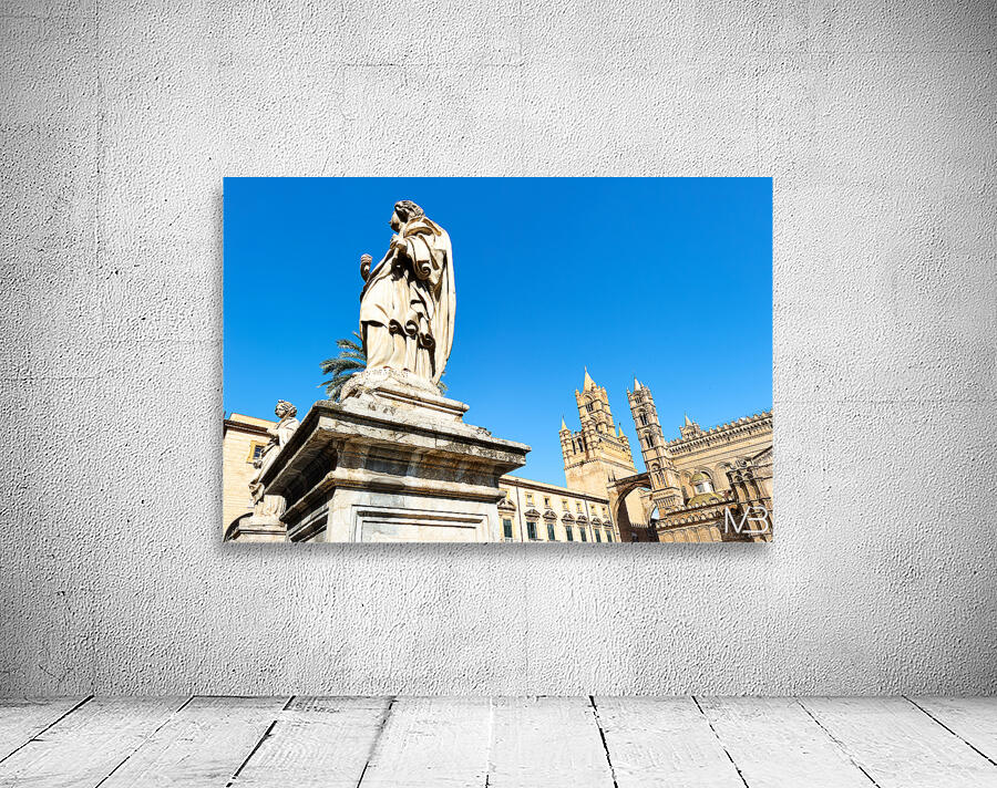 Palermo Cathedral shows statues under clear sky in Sicily Wall Preview