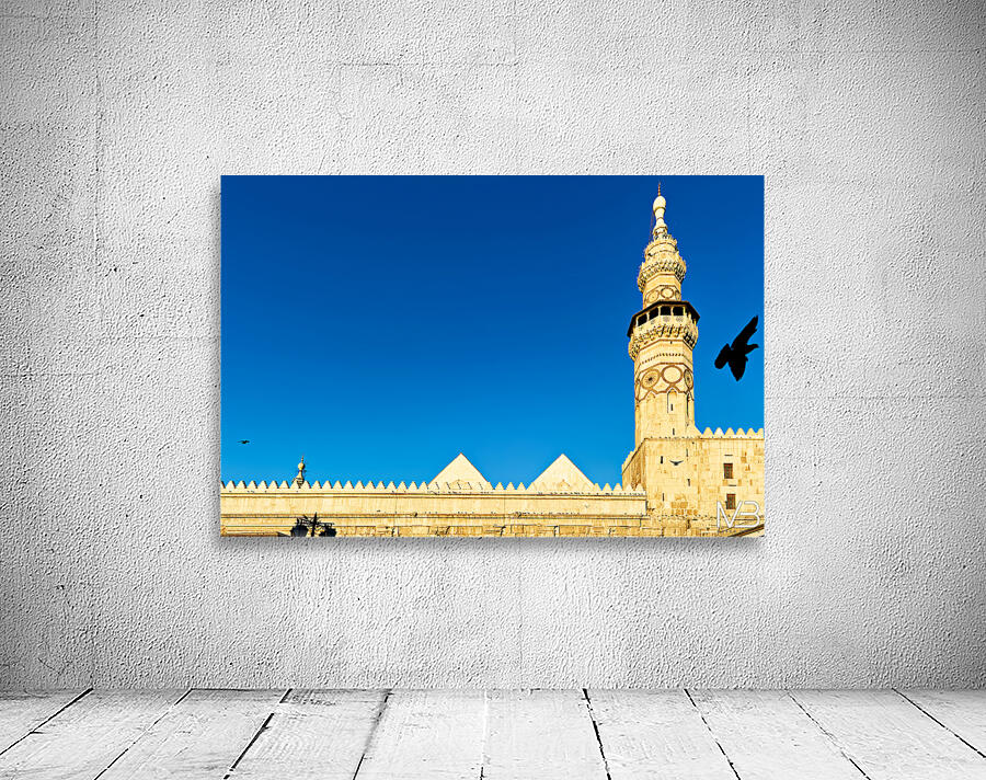 Mosque tower in Damascus against clear blue sky Wall Preview
