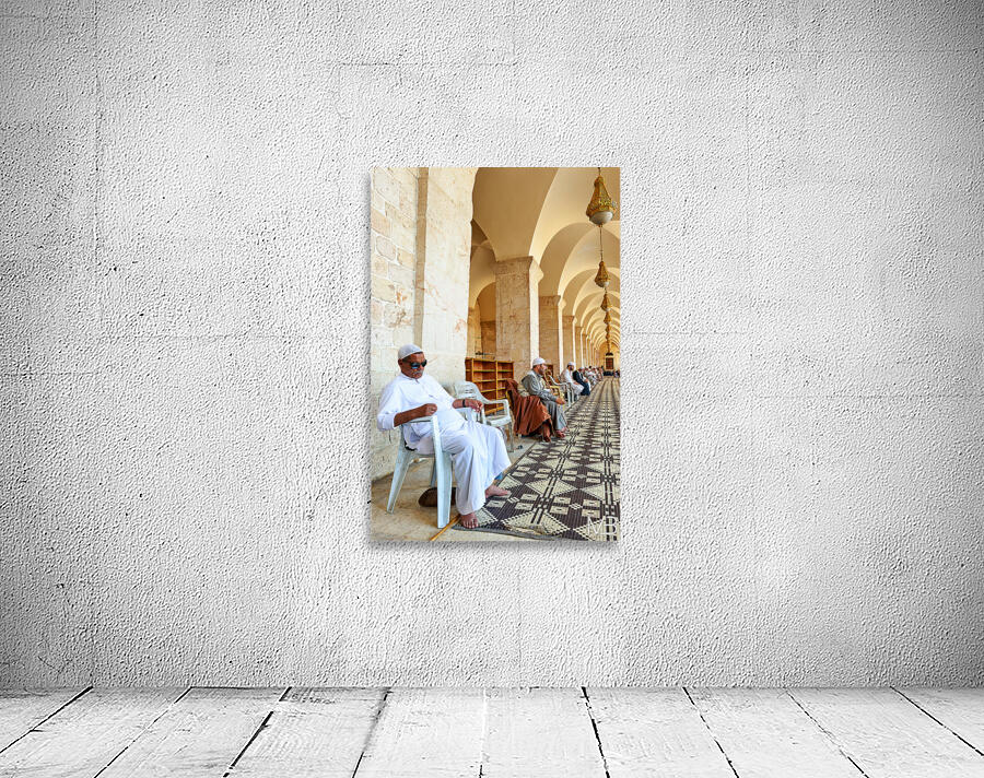Sitting and waiting at a mosque in Aleppo Syria Wall Preview