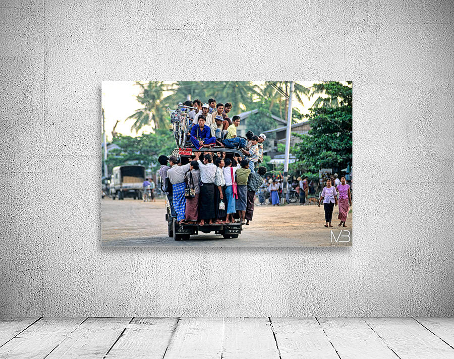 Busy transportation scene in Myanmar during the day Wall Preview