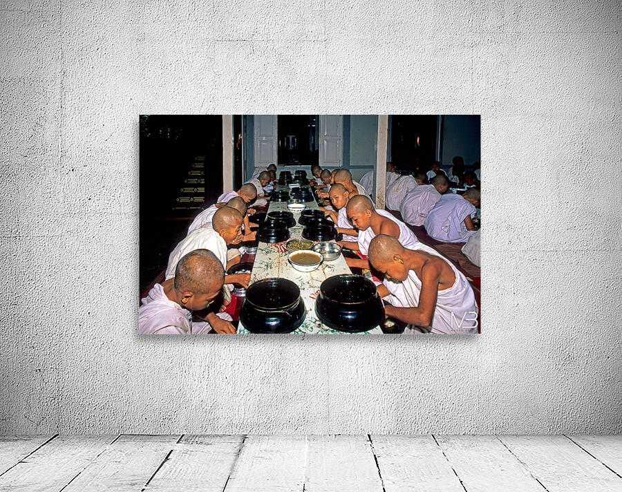 Monks having lunch in Mandalay during the day Wall Preview