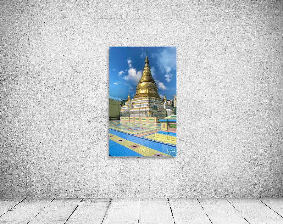 Golden stupa at Sagaing Paya in Myanmar under blue sky Wall Preview