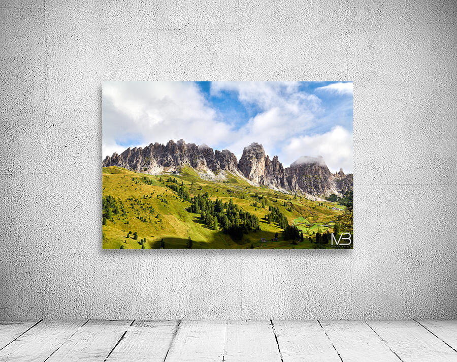 Hiking in puez odle natural park in val gardena italy Wall Preview