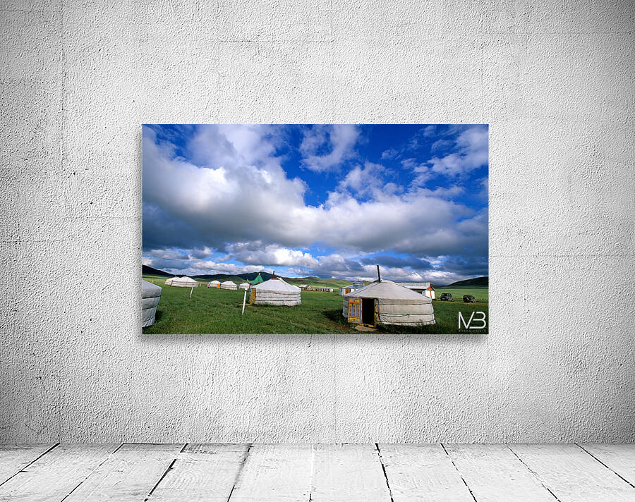 Mongolic nomadic tents in a grassland in Mongolia Wall Preview