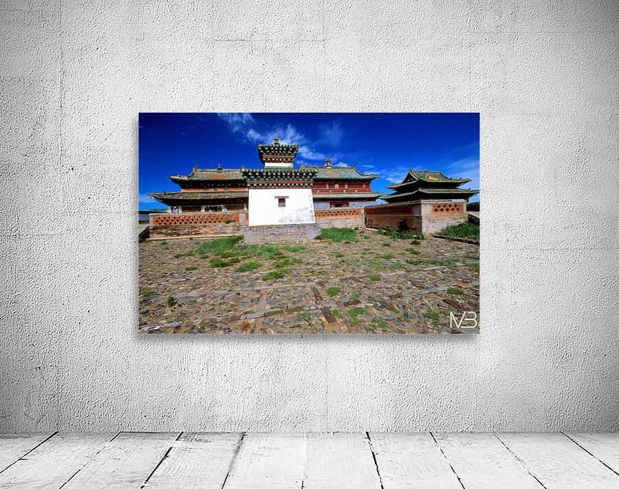 Erdene Zuu Monastery stands in Mongolia under a blue sky Wall Preview
