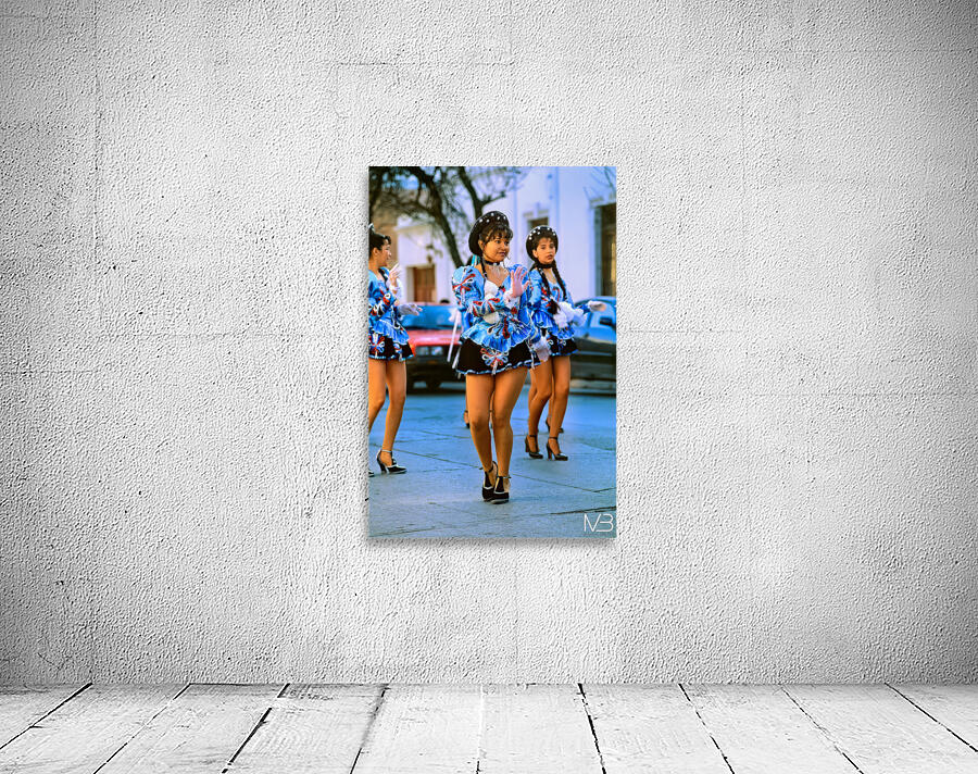 Dancers in blue costumes perform during cultural festival in Arg Wall Preview