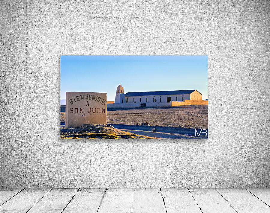 San Juan welcome sign and desert church building. Wall Preview