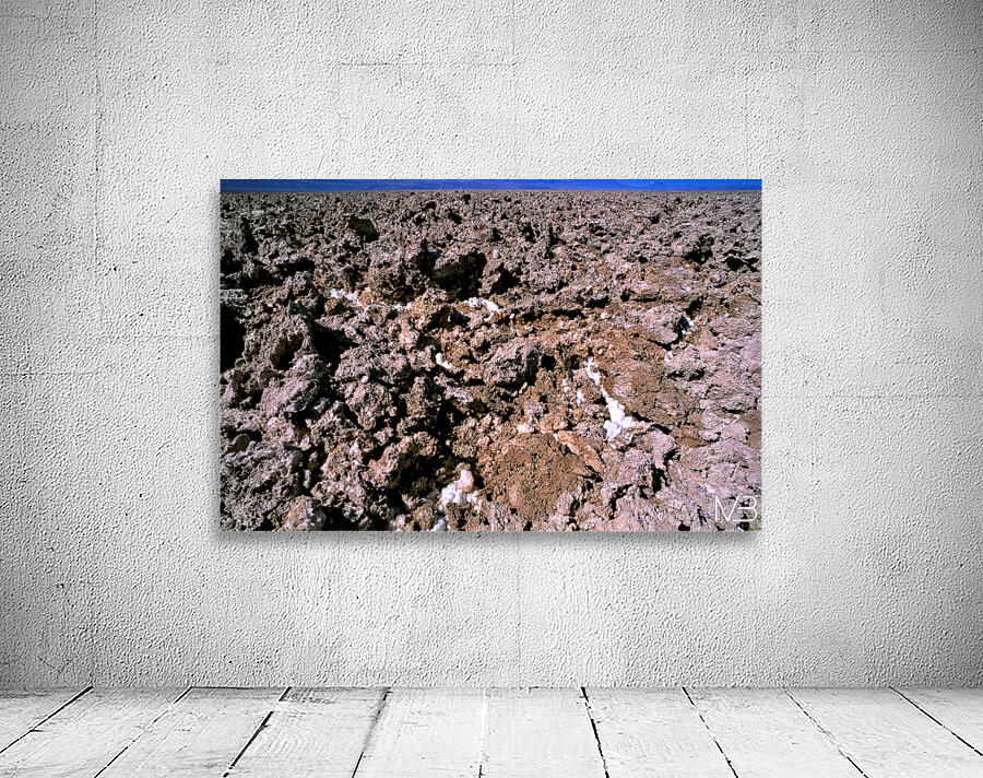 Salt encrusted desert floor under a bright blue sky. Wall Preview