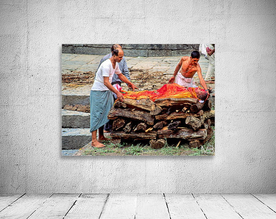 Cremation ceremony in Pashupatinath Kathmandu Nepal Wall Preview
