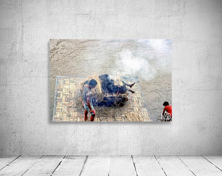 Cremation ceremony in Pashupatinath Kathmandu Nepal Wall Preview