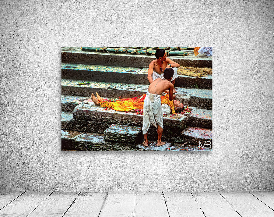 Cremation ceremony in Pashupatinath Kathmandu Nepal Wall Preview