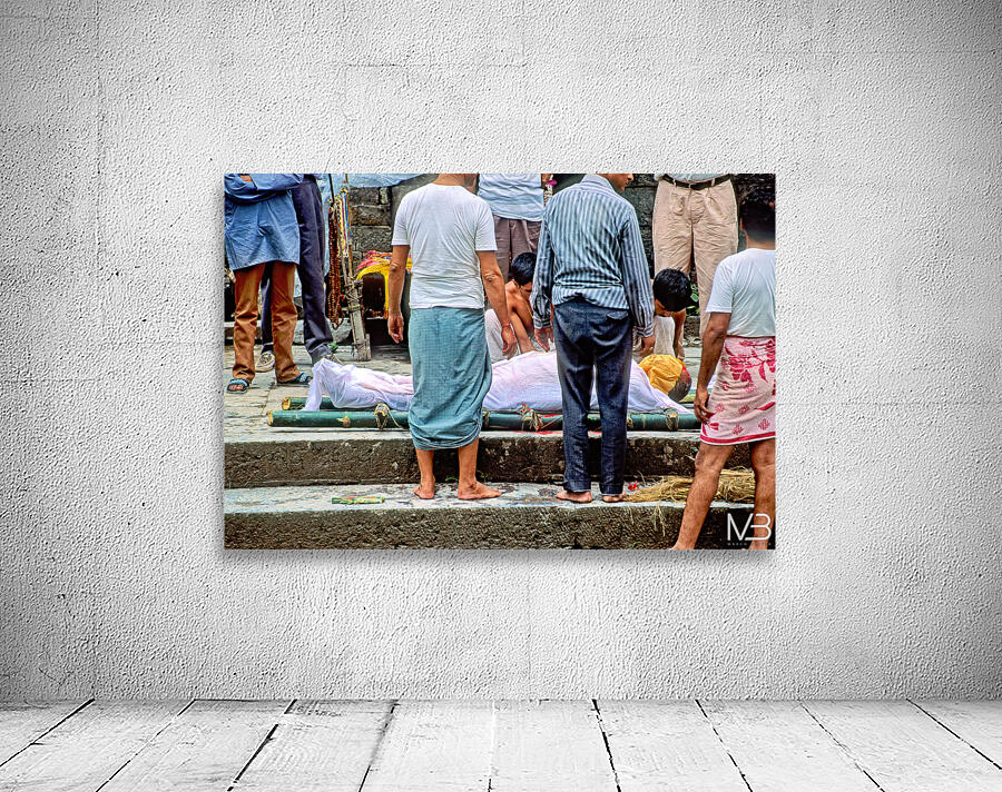 Cremation ceremony at Pashupatinath Temple in Kathmandu Nepal Wall Preview