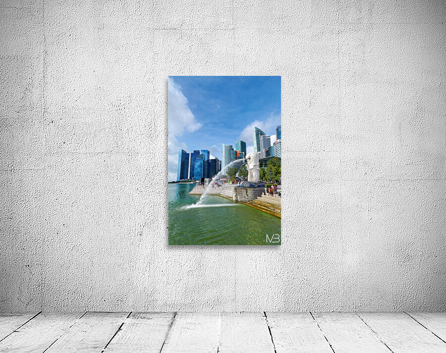 People walk near bridge in Singapore financial district by lush  Wall Preview