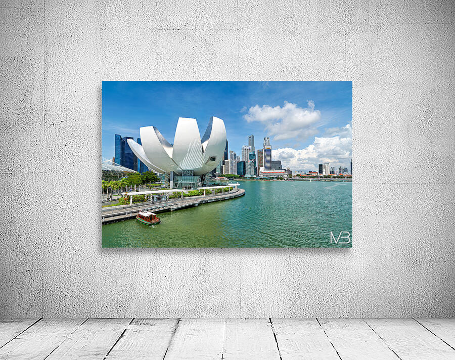 Visitors view ArtScience Museum and city skyline in Singapore Wall Preview