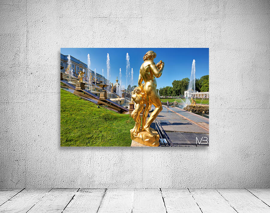 Golden statues at Peterhof Palace in St. Petersburg Russia Wall Preview