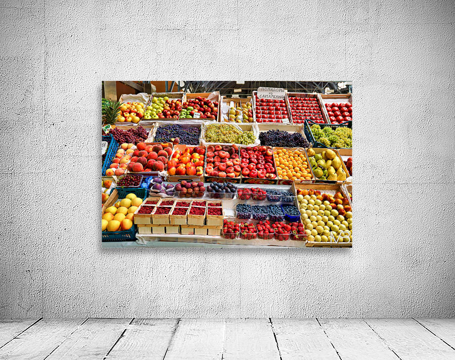 Fruits displayed at Kuznechnyy Rynok Market in Saint Petersburg Wall Preview