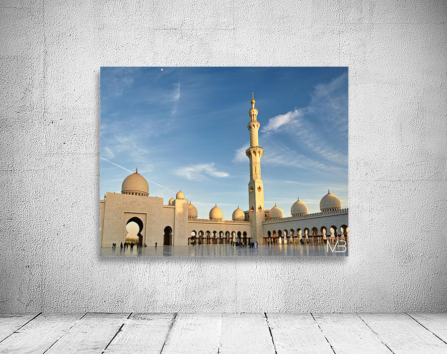 Visit the Sheikh Zayed Grand Mosque at sunset in Abu Dhabi Wall Preview