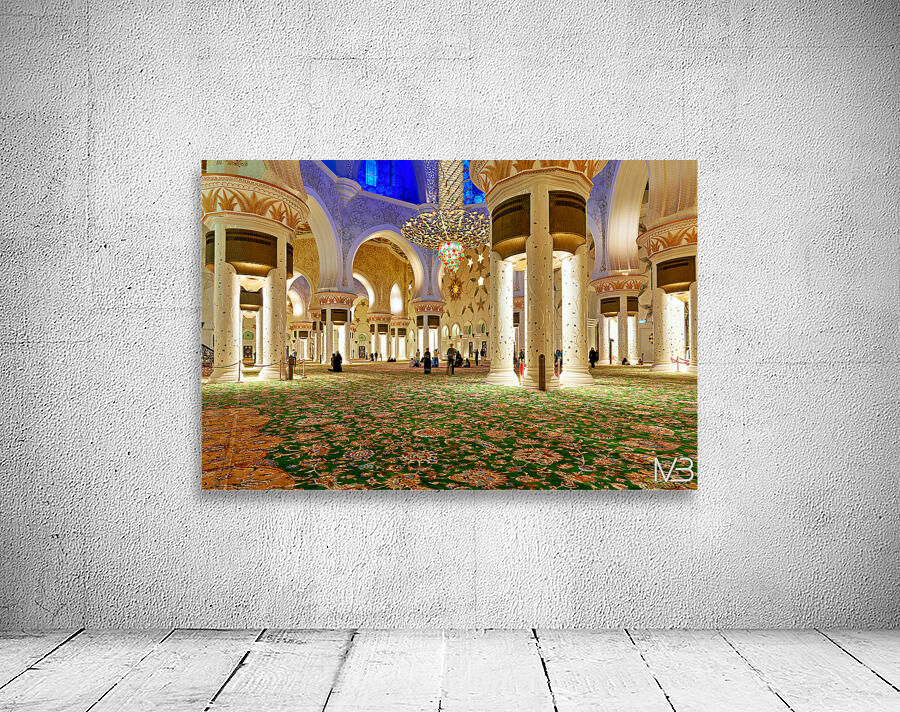 Visitors explore Sheikh Zayed Grand Mosque during evening hours Wall Preview