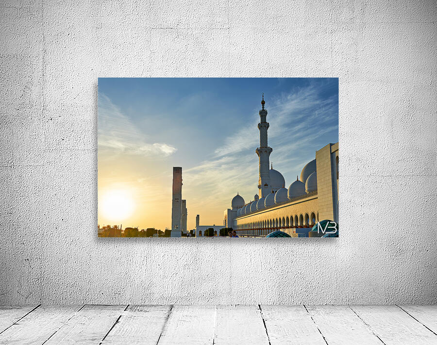 Visit to Sheikh Zayed Grand Mosque in Abu Dhabi at sunset Wall Preview