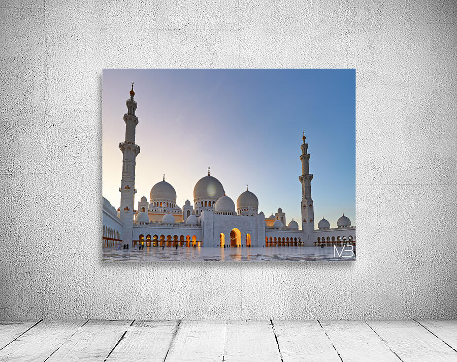 Visiting Sheikh Zayed Grand Mosque in Abu Dhabi at dusk Wall Preview