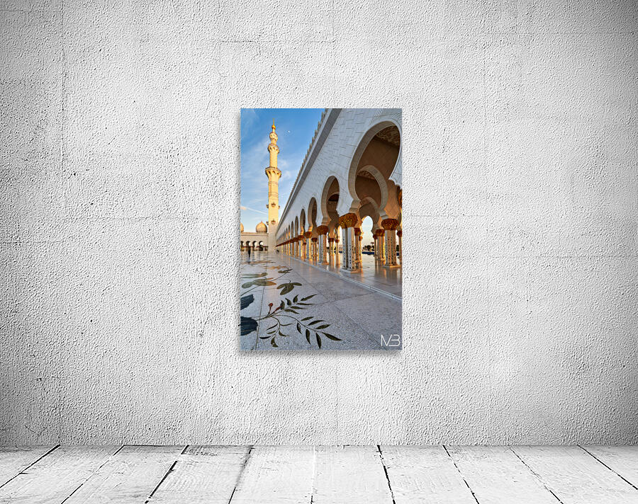Visit to Sheikh Zayed Grand Mosque in Abu Dhabi at sunset Wall Preview