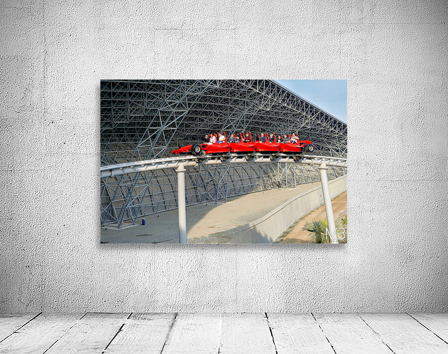 Ferrari World roller coaster ride in Abu Dhabi with guests Wall Preview