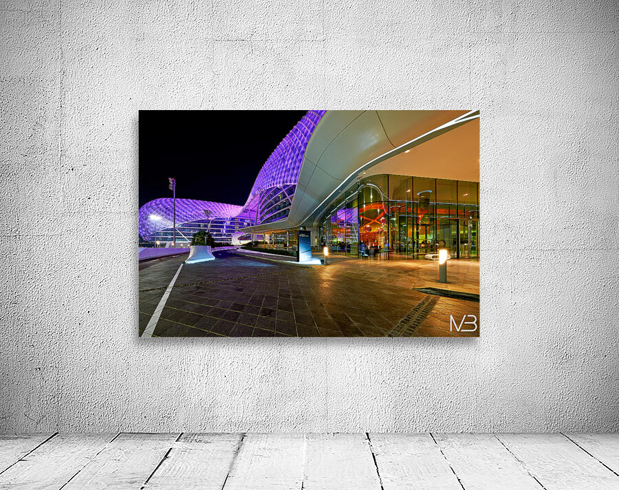 W Abu Dhabi Yas Island hotel entrance at night Wall Preview
