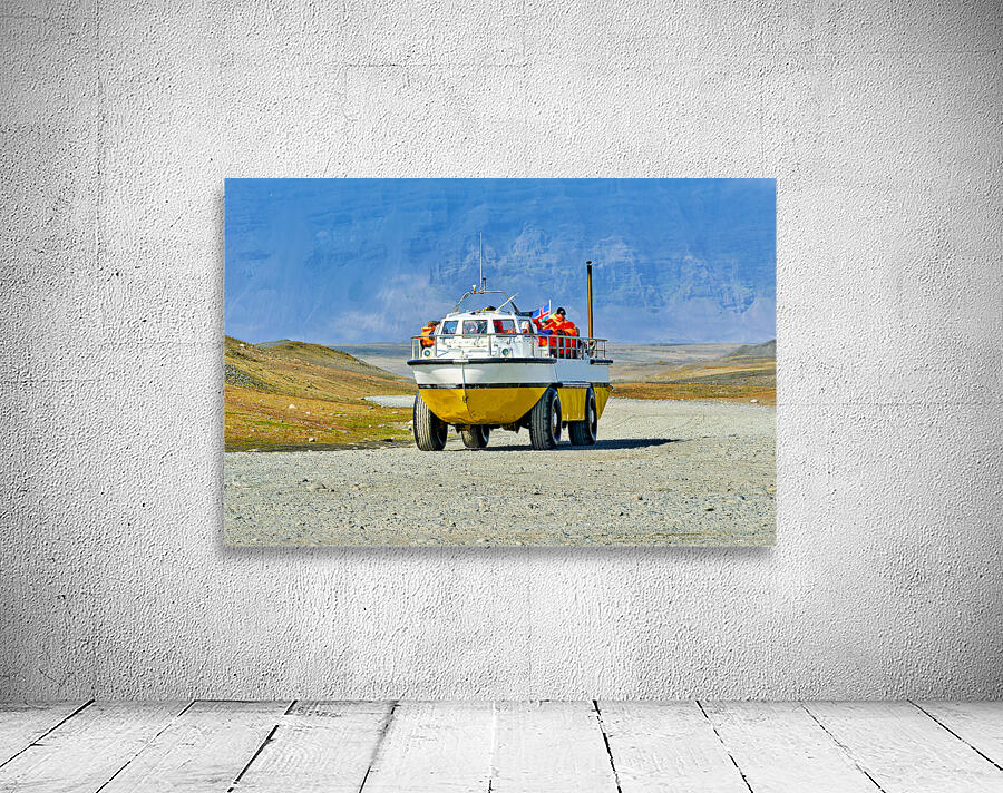 Exploring Jokulsarlon Glacier Lagoon with amphibian vehicle Wall Preview