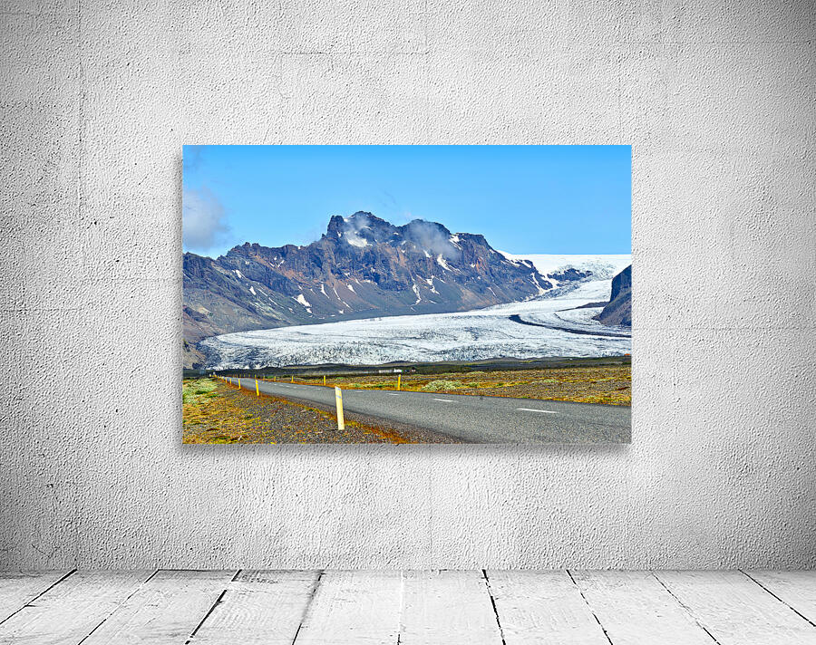 Glacier in Skaftafell Iceland with clear sky and road view Wall Preview