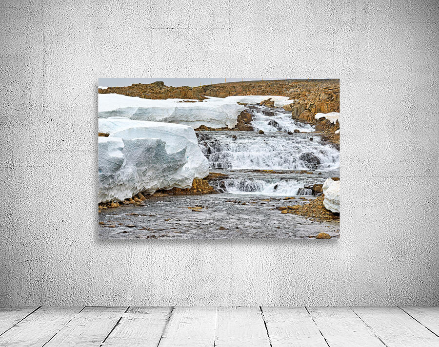 Flowing water and snow near Djupvegur in Iceland Wall Preview