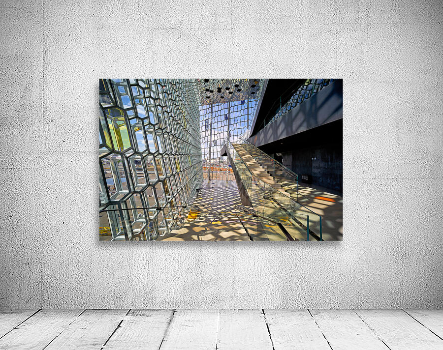 Exploring Harpa Opera House in Reykjavik Iceland on a sunny day Wall Preview