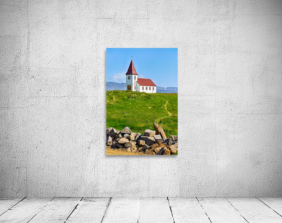 Visit to Hellnar Church in Iceland on a sunny day Wall Preview
