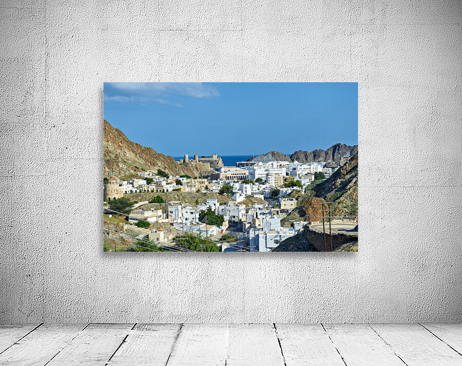 Cityscape of Muscat Oman with mountains and ocean view Wall Preview