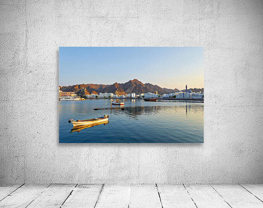 Waterfront view in Muscat Oman at sunset near boats Wall Preview