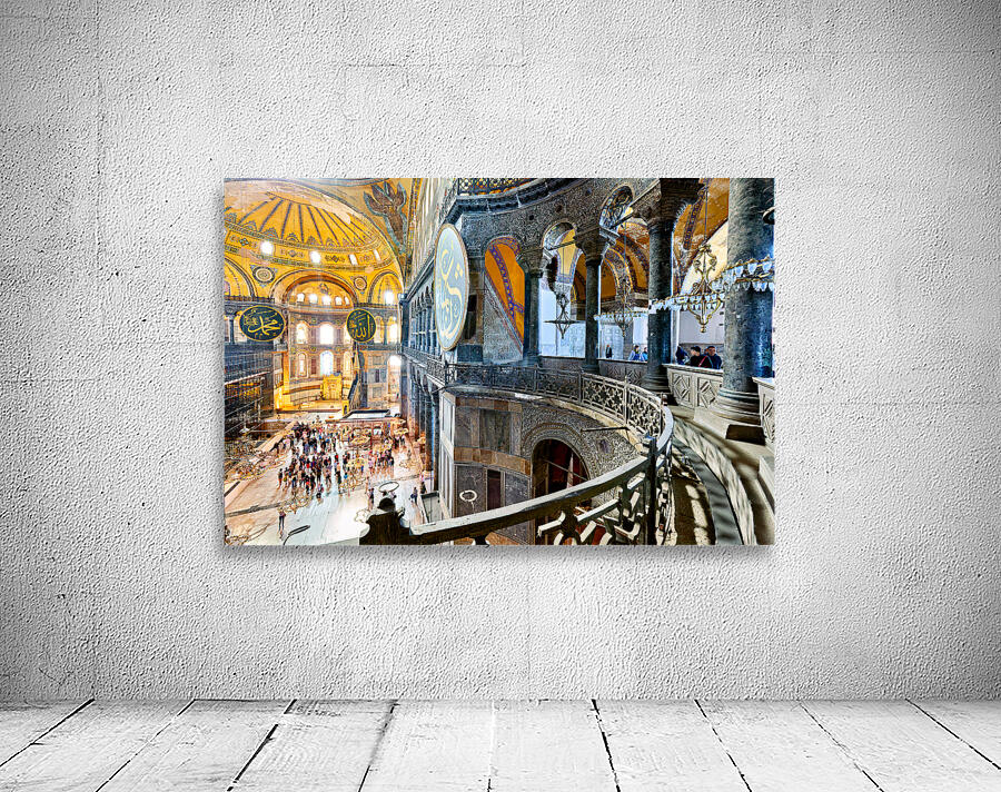 Visitors explore Hagia Sophia Grand Mosque in Istanbul Wall Preview