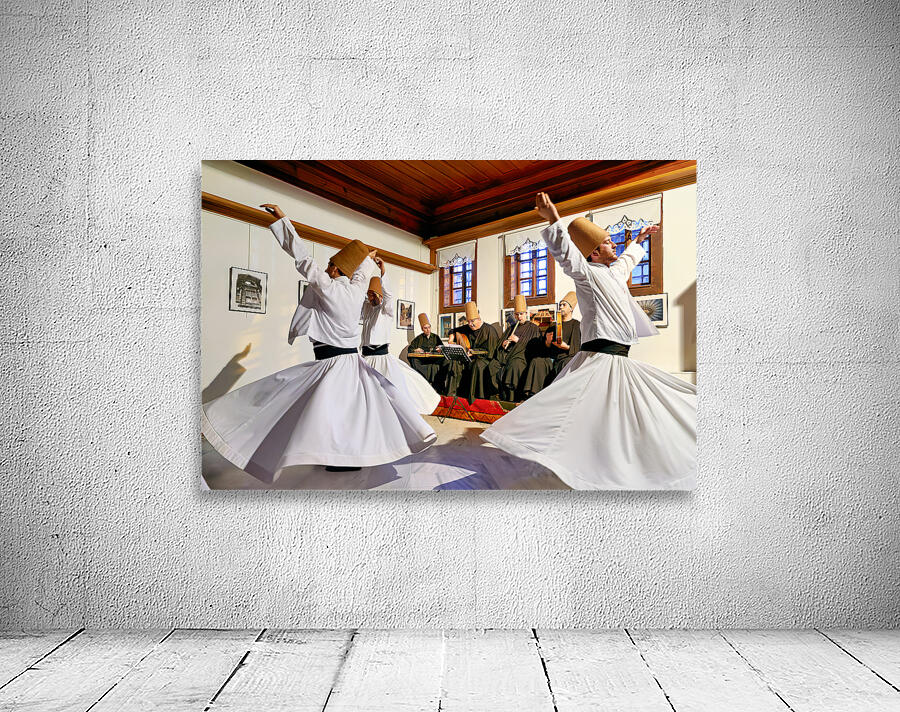 Whirling dervishes perform in Istanbul during sufi ceremony Wall Preview