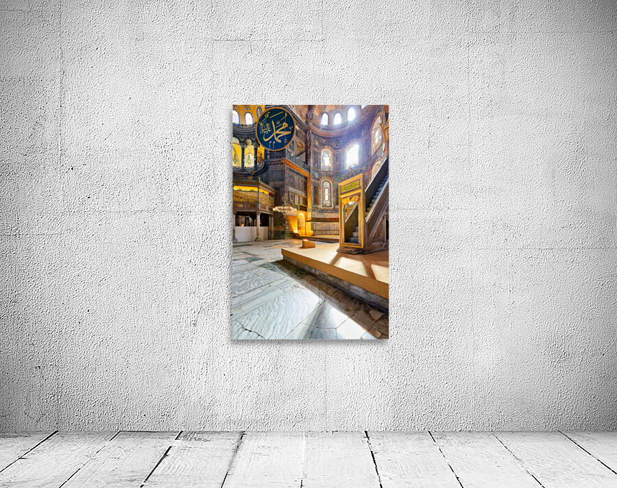 Hagia Sophia Grand Mosque interior view with sunlight Wall Preview