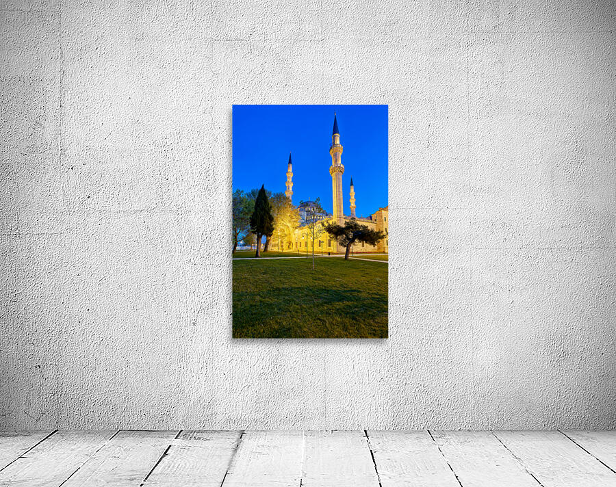 Night view of Suleymaniye Mosque in Istanbul Turkey Wall Preview