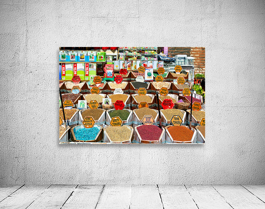 Spices and herbs displayed at Grand Bazaar in Istanbul Wall Preview