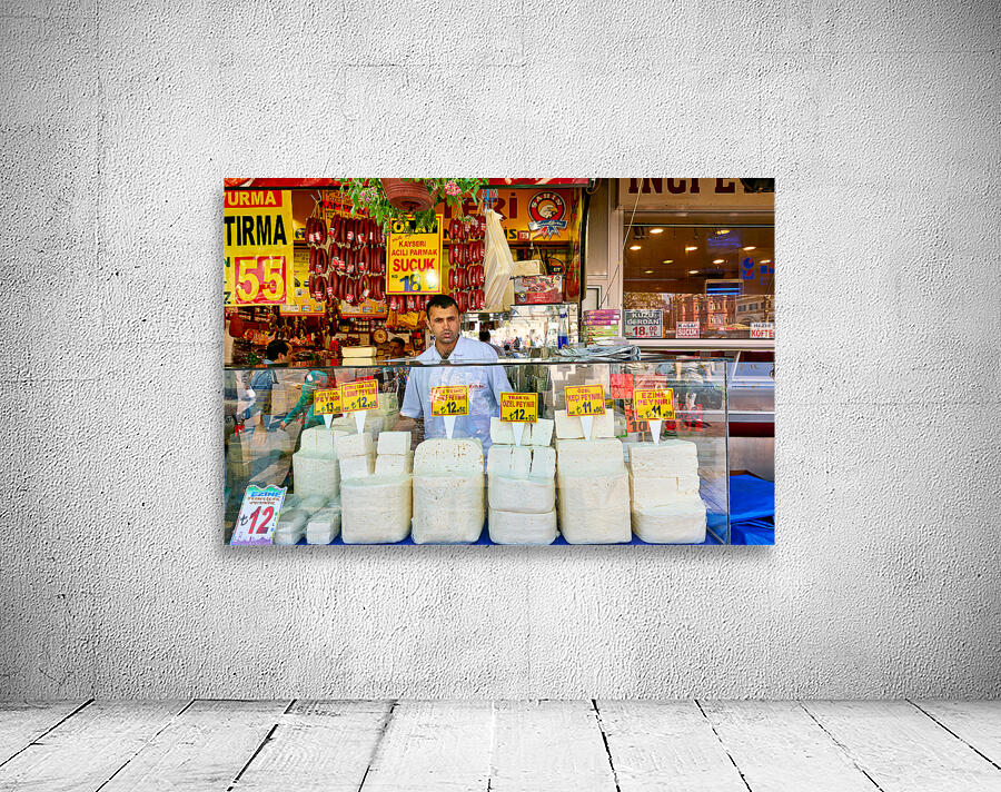 Cheese vendor at Grand Bazaar in Istanbul during busy hours Wall Preview