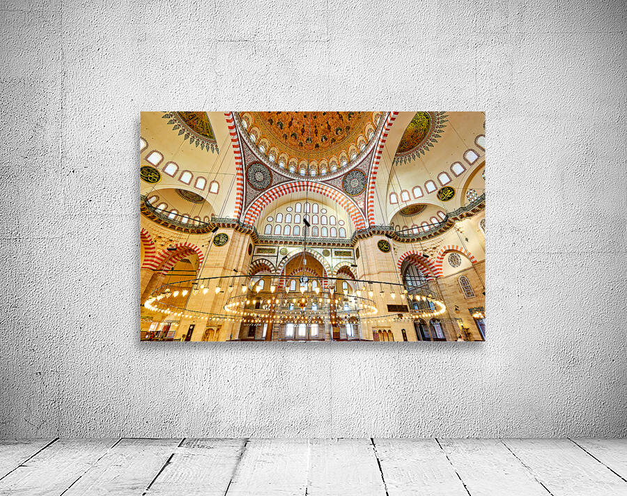 Ceiling light fixtures in Istanbuls Suleymaniye Mosque Wall Preview