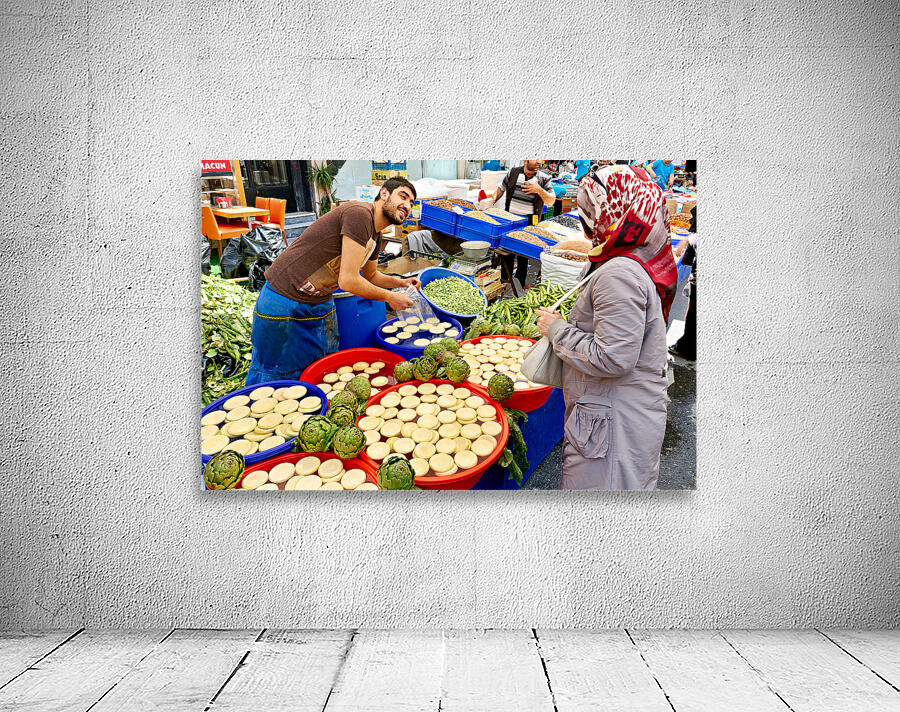 Market activity in Istanbul Turkey with local vendors Wall Preview